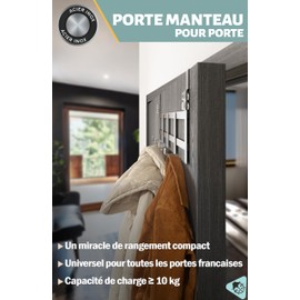 Menz Door Hook Rail Porte Manteau pour Porte - Patère Porte en acier Inoxydable with Coussins en Feutre et Anti-Glissement - Crochet Porte Manteau Pratique