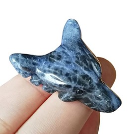 Manekieko Natural Sodalite 35mm Wolf Head Pocket Crystals and Healing Stone Figurine,Haped DIY-Jewelry Pendant
