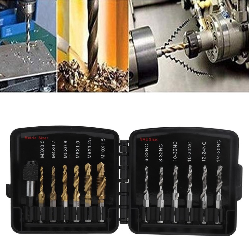 Combined Tap Drill Bit Set HSS Metric Ti Plated System