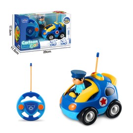 Remote Control Car for Toddlers with Sound and Light, RC Police Car Toys Birthday Gift Present for 18 Month+ Year Old Boys Girls, Blue