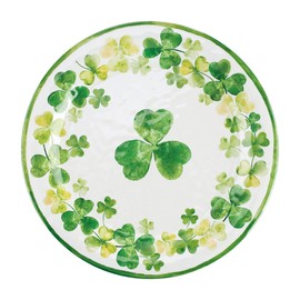 UPware 16-Piece Melamine Dinnerware Set, Includes Dinner Plates, Salad Plates, Dessert Plates, Bowls, Service for 4 (Shamrocks)