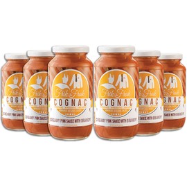 Cognac Pasta Sauce by Frik & Frak, 6-Pack, No Sugar Added, No Preservatives, Gluten Free, 36 Month Shelf Life, Artisan Small Batch Crafted Pasta Sauces, 24 Oz Jars