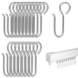 60 pieces curtain hooks, curtain hooks, S hooks, curtain hooks for hanging, silver curtain hooks, metal hooks for rope tensioning systems, rope hooks, rope tensioning sets