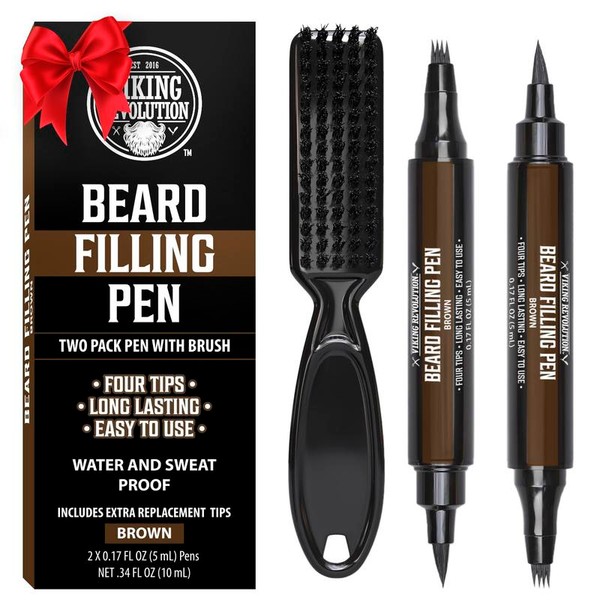 Viking Revolution Beard Pen (2-Pack) Waterproof Beard Filler Pen with