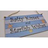 Wooden Seaside Plaque "Salty kisses and starfish wishes" bathroom wall