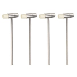 sourcing map 4pcsDouble Face Small Plastic Metal Hammer 5" Round Dual Head Multifunctional Mallet with Soft/Hard Tips for Jewelry Watch Handcraft, White