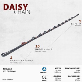 GM CLIMBING 22kN CE UIAA Certified 16mm Nylon Daisy Chain Sling 120cm Aid Climbing Rappel Aerial Yoga Hammock Sling Strap Belt Pack of 1 Grey