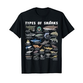 Shark Faces - Types of Shark - Marine Biology Ocean Lovers T-Shirt