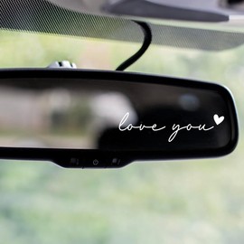 2x Rear View Mirror Decal - Love You Decal - Miniature Car Decal Sticker - Cute Mirror Decals - Affirmation Sticker - New Driver - Do Not Text and Drive Reminder - Vanity Sticker - Gift for Her or Him