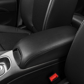DEYTOP Center Console Cover for Dodge Journey 2011-2022 Armrest Cover for Dodge Journey Accessories Anti-Scratch Leather Armrest Protector (Black Stitches)