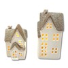 DARO DEKO Ceramic LED House Light House Gold Glitter Set