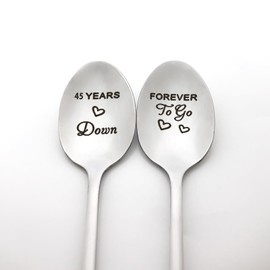 45th Anniversary Spoon Gifts for Couple 45 Years Down Forever to Go Spoon Gift for Him Her Husband Wife 45 Year Wedding Anniversary Present for Mom Dad Grandma Grandpa