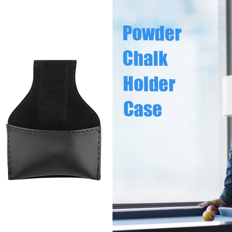 Billiard Chalk Holder Portable PU Bag Accessory Black, Hanging on