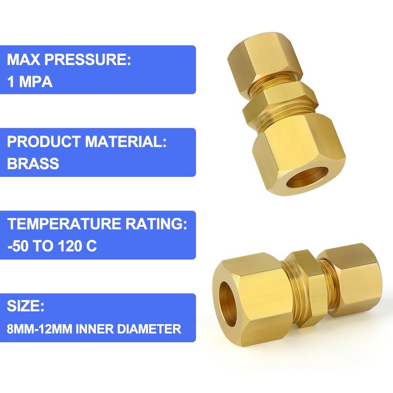 ERGAOBOY Brass Reduction Compression Pipe Fitting, Heay Duty Brass Compression