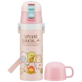 Skater SKDC4-A Children's 2-Way Stainless Steel Water Bottle with Cup, Camping, 15.2 fl oz (430 ml)