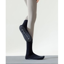 vvallis Pilates Socks, Yoga Socks with Grips for Women, 3 Pairs Non Slip Grip Socks for Barre, Dance, Barefoot Workout (Cotton Blend, C01-2 Black+1 White)