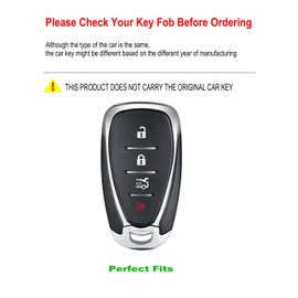 YONUFI Key Fob Cover for Chevy Leather Key Case Keychain for Equinox Malibu Camaro Cruze Blazer Traverse Trax Car Key Holder (Black, 4 Buttons)