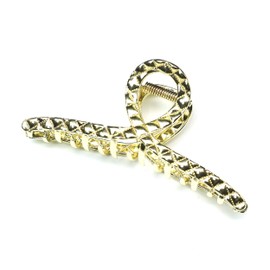 QinGoo Large Stylish Gold Check Cross Hair Claw Metal Hair Clip, Strong, Adult Hair Accessory, Cute, Women's, Korean, 1 Piece (3.7 x 1.5 inches (9.5 x 3.9 cm), Gold Check