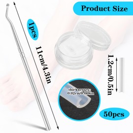 (50+1) Pcs Ingrown Toenail Treatment Corrector Set, Professional Pain-Free Ingrown Toenail Removal Kit with Toenail Lifter, Toenail Straightener Strip for Men Women, Easy Fixed Ingrown Toenail Tool