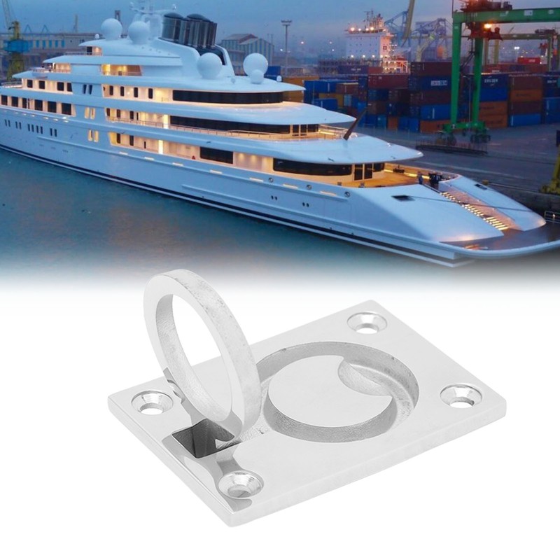 4 Pcs 63x44mm Square Flush Pull Ring Handles 316 Stainless