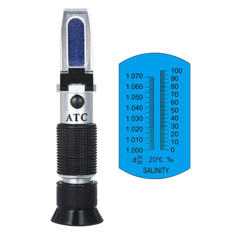Domary Salinity Refractometer Handheld Seawater Hydrometers Optical Salinity Tester Portable