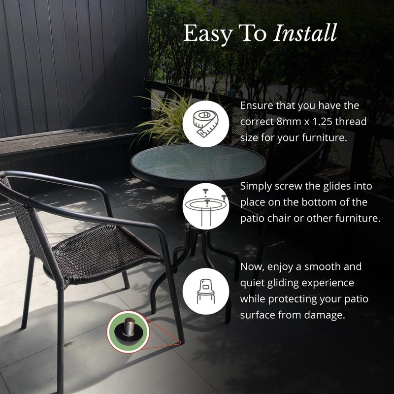 Stainless Steel Screw-in Feet Furniture Sliders, Glides for Patio Furniture,