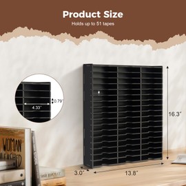 SANFURNEY 51-Slot Cassette Tape Storage, Desktop Rack Audio Tape Organizer, Wall-Mounted Cassette Holder-Black