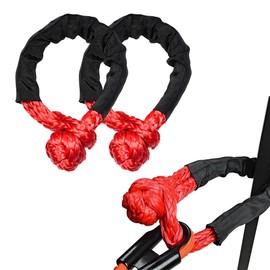 Ohleats 2 PCS Soft Shackle, Light Weight Car Road Recovery Shackle, UHMWPE Tow Shackles for Sailing Cars, SUVs, UTV, ATV, Trucks Recovery, Universal Exterior Car Accessories (Red)
