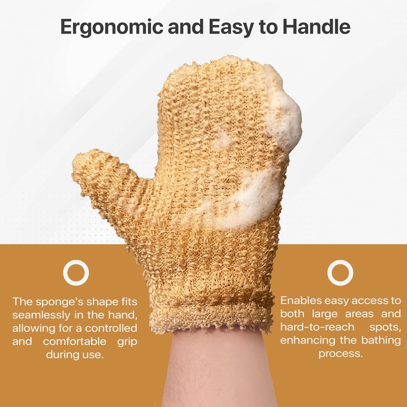 Mitt Bath Sponge Scrub – Hard Firmness | Premium 7.9"