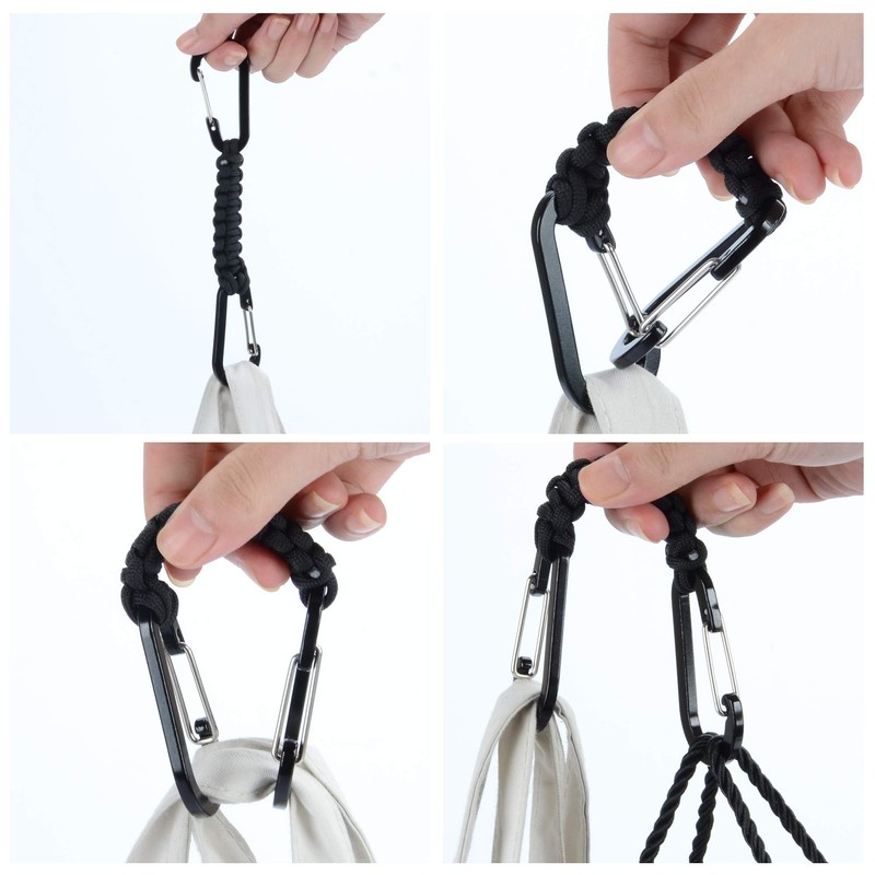 BRAVESHINE Double Head Paracord Braided Carabiner Paracord Lanyard Keychain Keychain