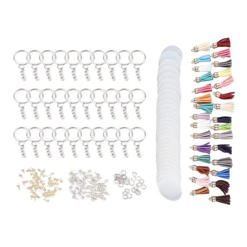200pcs Acrylic Key Ring Kit 30 Acrylic Blank 30 Key