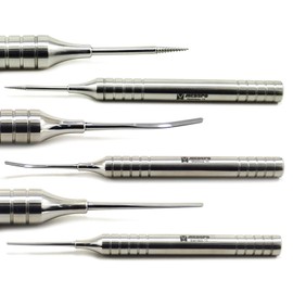 MEDSPO Professional Dental Instruments Osteotome Periotome Luxating Elevator Implant | Orthodontic PDL Teeth | Surgical Root Extraction Spreading (Flex Periotome Titanium Set Of 3)