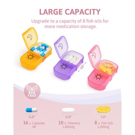 FEATY Weekly Pill Organizer 2 Times a Day with Same-Side Large Opening for Easy Filling & Retrieving, Color Tracking 7 Day AM PM Pill Box with Large BPA Free Pill Case for Vitamins, Fish Oils (Clear)