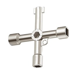 Probuk Square key, control cabinet key, multifunctional key, cross key, multifunctional cross key in silver, ideal for versatile applications