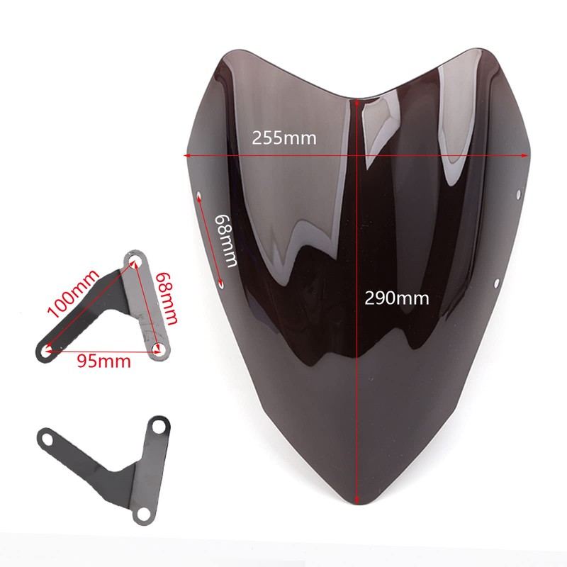 Mokuo Dark Brown Nearly Black Motorcycle Windshield Fit for Honda