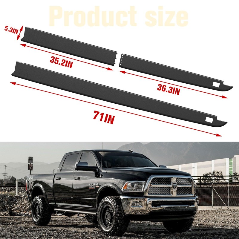 HSUTVXPRO 5.7ft Truck Side Bed Rail Caps for Dodge Ram