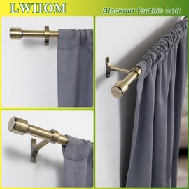 Lwiiom Antique Bronze Curtain Rods for Windows 16 to 86 Inch, 1 Inch Diameter Blackout Curtain Rod with Aluminum Cylinder Finials and Full Surround Brackets, Drapery Rod for Wall and Ceiling Mount