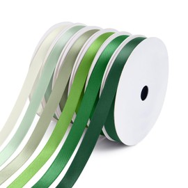 Yardinys Satin Ribbon 3/8 Inch Fabric Ribbon, Green Ribbon Assortment Double Faced Ribbon for Gift Wrapping Flower Bouquet Wedding Party Decoration Hair Bows DIY Crafts- 10 Yards/Roll, Total 60Yds