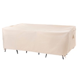 F&J Outdoors Patio Furniture Covers, Waterproof Anti-UV for Table and Chairs Set, Beige, 102"x74"