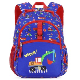 Choco Mocha Car Backpack for Boys, Toddler Backpack for Little Boys Age 3 4, Kids Small Backpacks School Bag 12 Inch, Blue