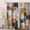 Moonslim Boho Beige Brown Grey Shower Curtains, Mid Century Abstract