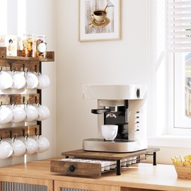 YATINEY Coffee Pod Drawer Holder, Coffee Pod Drawer for K Cup, 35 Capacity Coffee Capsules Storage Organizer, Sliding Mesh Basket, for Home Office, Kitchen, Rustic Brown KH08BRG1