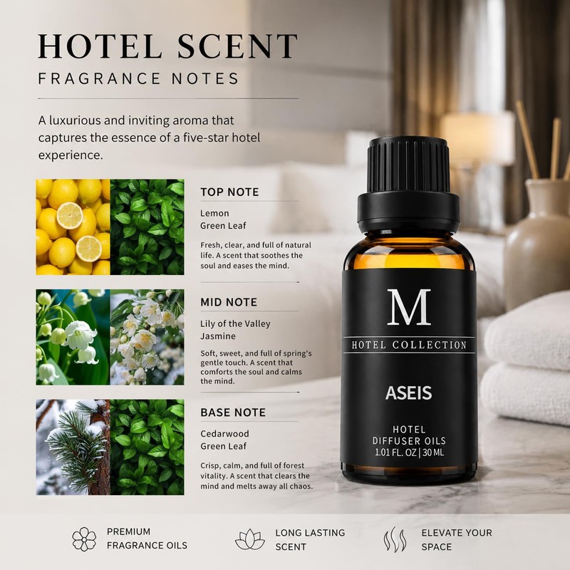 Hotel Collection Diffuser Oil-ASEIS,Luxury Essential Oils for Diffuser, Refill &