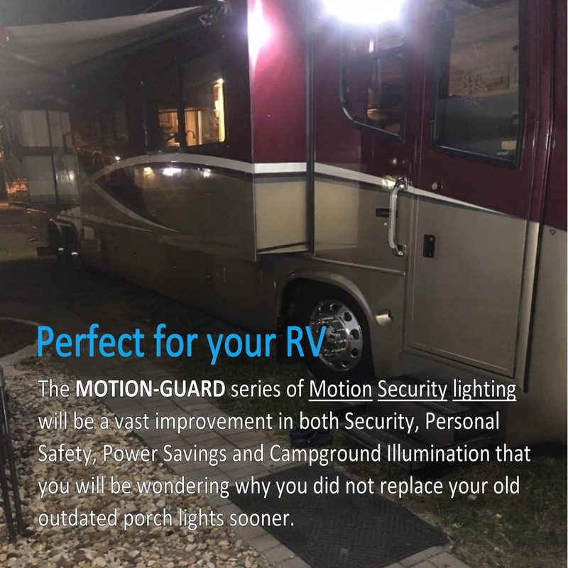 MOTION-GUARD MG1000-450B-RB RV LED Motion Sensor Porch Light, 450 Lumens,