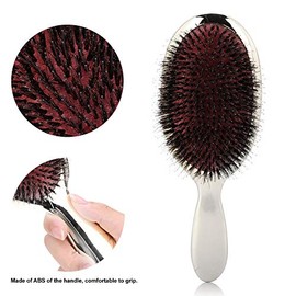 Peine para el cabello con cerdas cepillo antiestático masaje Peine antiestático de pelo Cerdas Cepillo de pelo grueso rizado y mojado[plata]