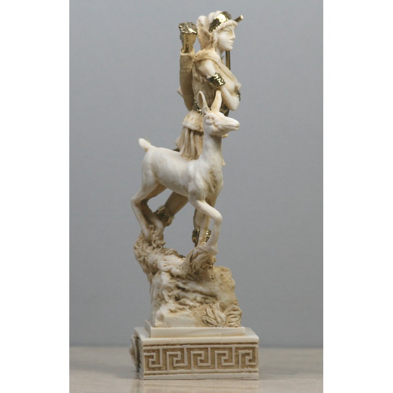 Griechische römische Göttin Artemis Diana Alabaster Statue Skulptur Figur bunt