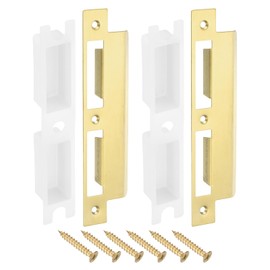 sourcing map 2 Sets Door Strike Plate, 48mm x 195mm Stainless Steel Latch Deadbolt Replacement Lock Strike Plate for Door Frame Door Jamb Reinforcement, Gold