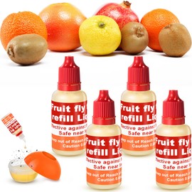 Qualirey 4 Pack Fruit Fly Trap Refill Liquid, 0.68oz/ Bottle Liquid Fruit Fly Traps for Indoors Non Toxic Safe Near Food, Effective Lure Refill for Indoor and Kitchen Use, Red