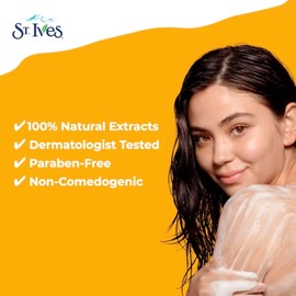 St. Ives Gel de ducha exfoliante de albaricoque para mujer, extractos 100% naturales, libre de crueldad, sin parabenos, 16.0 fl oz, blanco