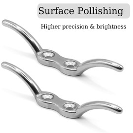 RMIURCO Rope Cleat Marine Grade, Boat Cleat 6 inch Heavy Duty, 316 Stainless Steel Dock Cleats for Boat (4 Pack)